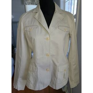 Eddie Bauer women's size 10 blazer Stone Color Minimalist Cinched Styled Back